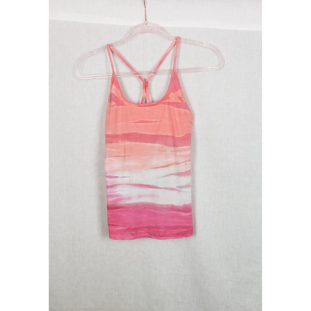Hard Tail Forever Pink Orange Watercolor Tie Dye Yoga Tank Top L Athleisure Y2K